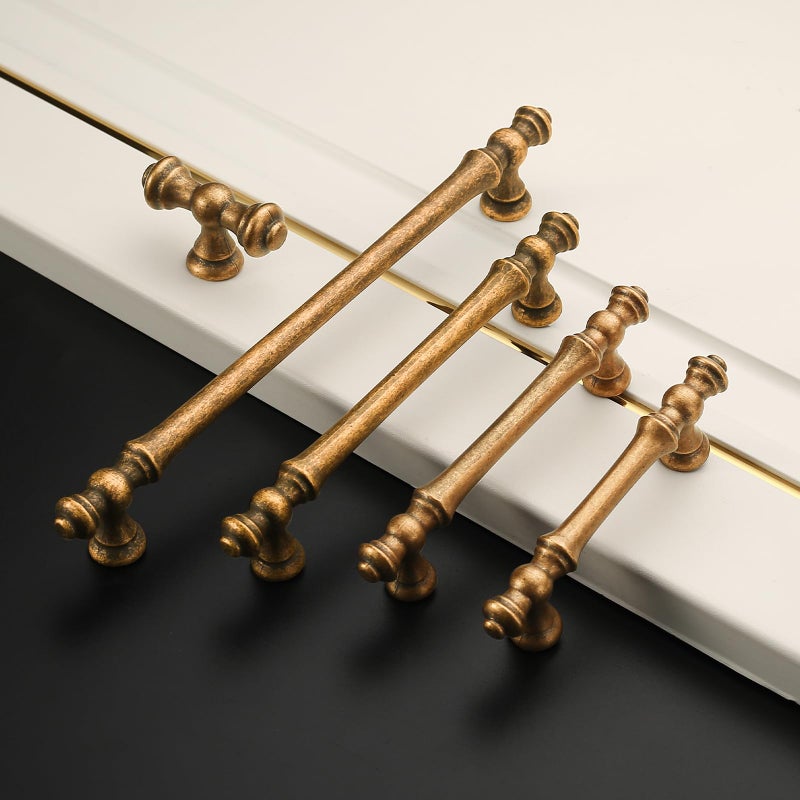 Amerdeco 10 Pack Antique Brass Cabinet Pulls 5 Inch(128mm) Hole Center Cabinet Hardware Kitchen Cabinet Handles for Bathroom Drawer Pulls Dresser Pulls ZH0014 - Image 2