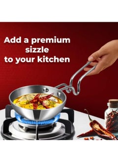 VINOD Platinum Triply Stainless Steel Tadka Pan Large  - Image 2