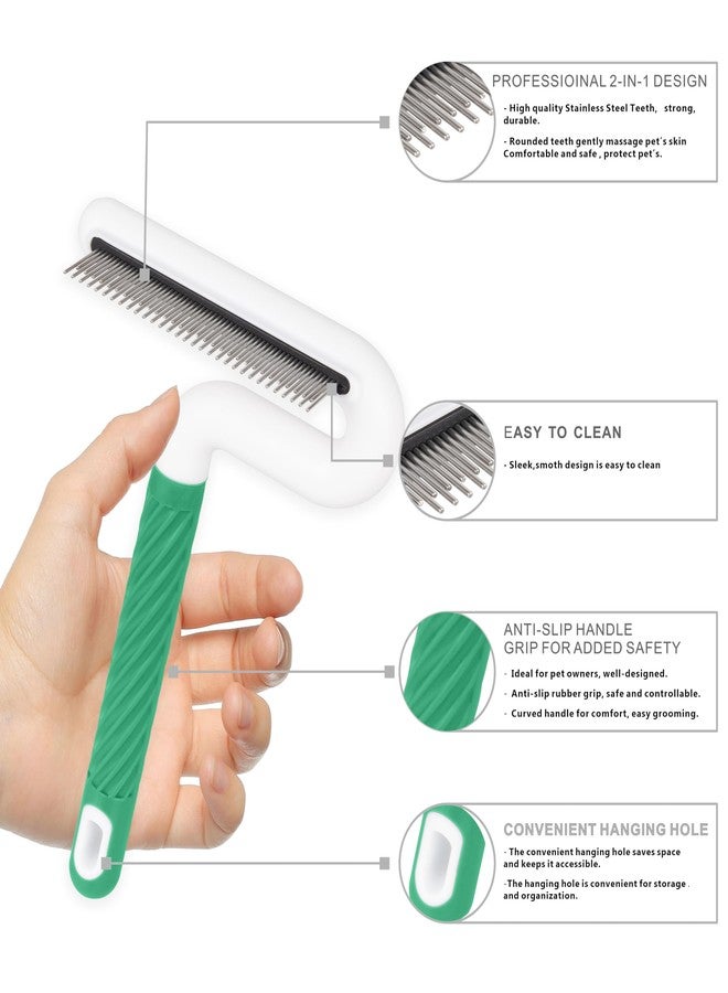 TailGurus Pet Flea Comb for Dogs & Cats - Grooming Tool with Long & Short Steel Teeth, Safely Removes Tangles and Knots, Gentle Detangling Brush for Pet Hair (TG2043)(Green) - Image 4