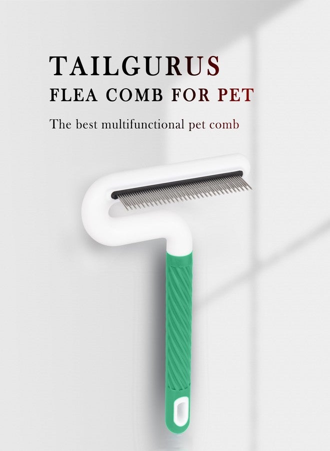 TailGurus Pet Flea Comb for Dogs & Cats - Grooming Tool with Long & Short Steel Teeth, Safely Removes Tangles and Knots, Gentle Detangling Brush for Pet Hair (TG2043)(Green) - Image 2