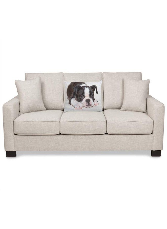 EKOBLA Throw Pillow Cover Boston Terrier Dog Dog Lovely Animal Art Cute Funny Pet Puppy Portrait Style Decor Lumbar Pillow Case Cushion for Sofa Couch Bed Standard Queen Size 20x30 Inch - Image 3