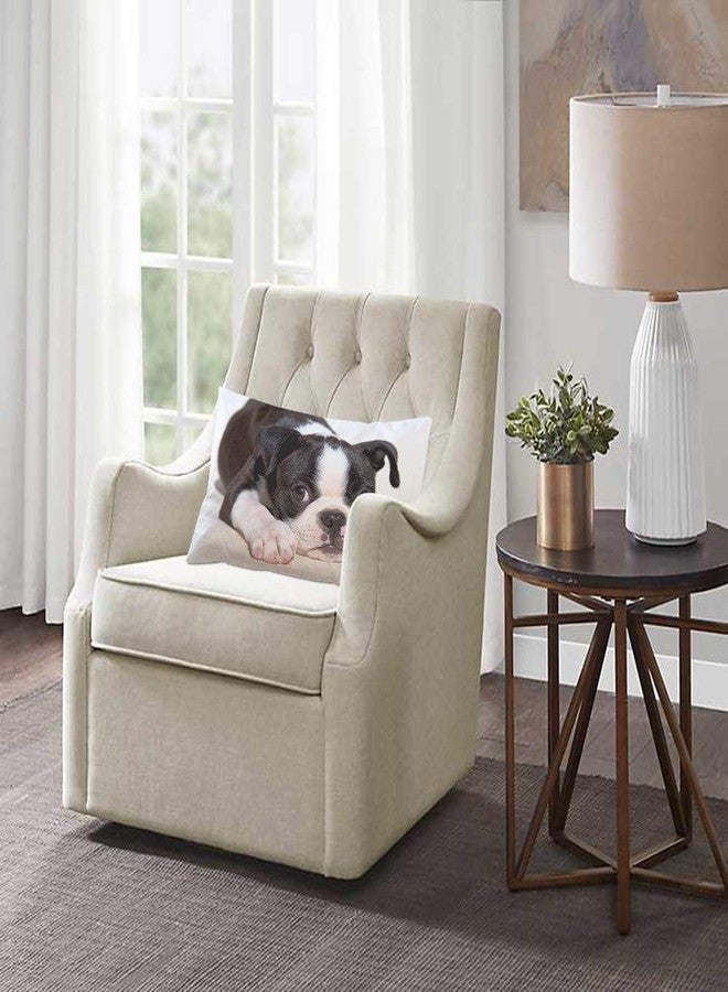 EKOBLA Throw Pillow Cover Boston Terrier Dog Dog Lovely Animal Art Cute Funny Pet Puppy Portrait Style Decor Lumbar Pillow Case Cushion for Sofa Couch Bed Standard Queen Size 20x30 Inch - Image 2