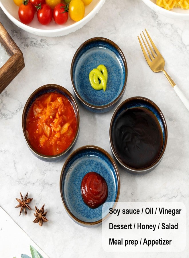 SHIDACHENG 4 Pack Soy Sauce Dish, Ceramic Dipping Bowls 2.5oz, Small Side Dishes for Dips Appetizer Snacks Condiments, Dishwasher & Microwave Safe - Image 3