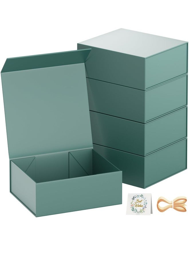 صناديق هدايا PSHVYM بأغطية، 11.5 × 7.8 × 3 بوصة، لون أخضر غابي، صندوق هدايا للهدايا، إغلاق مغناطيسي، مناسب للقمصان والقفازات والأوشحة والكتب وملابس الأطفال وتغليف الهدايا، يحتوي على بطاقة وشريط (عبوة من 5 قطع) - Image 1