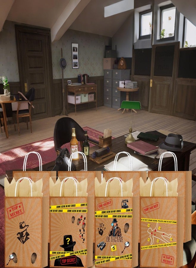TAKEALOOKO Top Secret Spy Detective Party Favor Bag - 16 Pcs Gift Bags for Murder Mystery Birthday Parties Decorations, Escape Room Snacks Treat Candy Favors With Handles for Kids Adults - Image 3