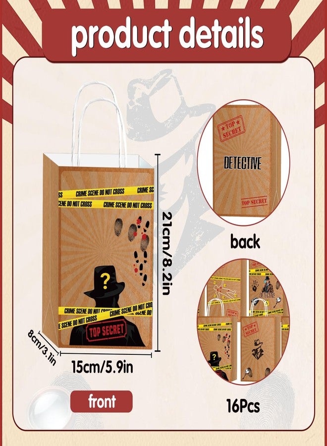 TAKEALOOKO Top Secret Spy Detective Party Favor Bag - 16 Pcs Gift Bags for Murder Mystery Birthday Parties Decorations, Escape Room Snacks Treat Candy Favors With Handles for Kids Adults - Image 5