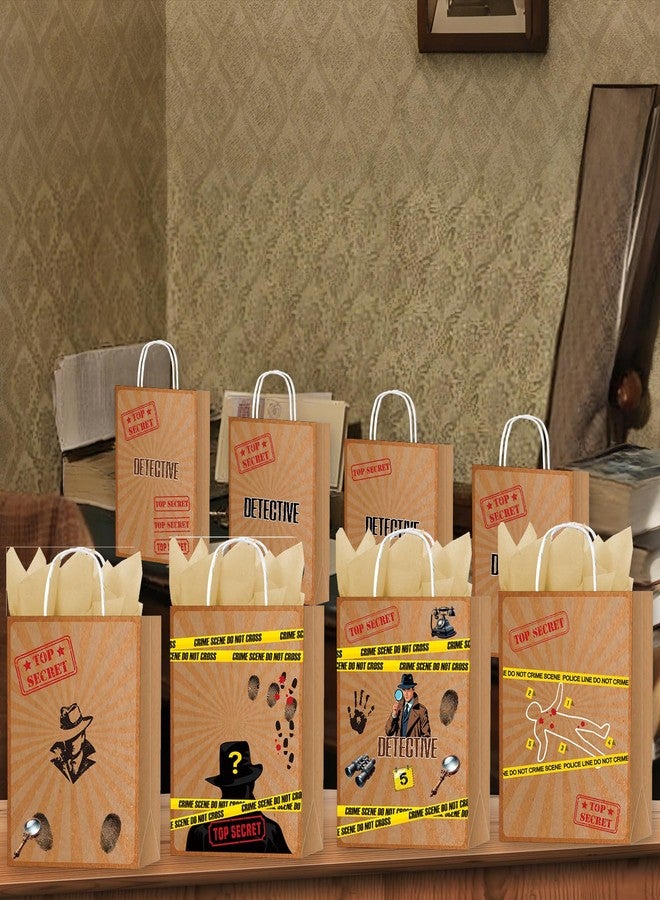TAKEALOOKO Top Secret Spy Detective Party Favor Bag - 16 Pcs Gift Bags for Murder Mystery Birthday Parties Decorations, Escape Room Snacks Treat Candy Favors With Handles for Kids Adults - Image 4