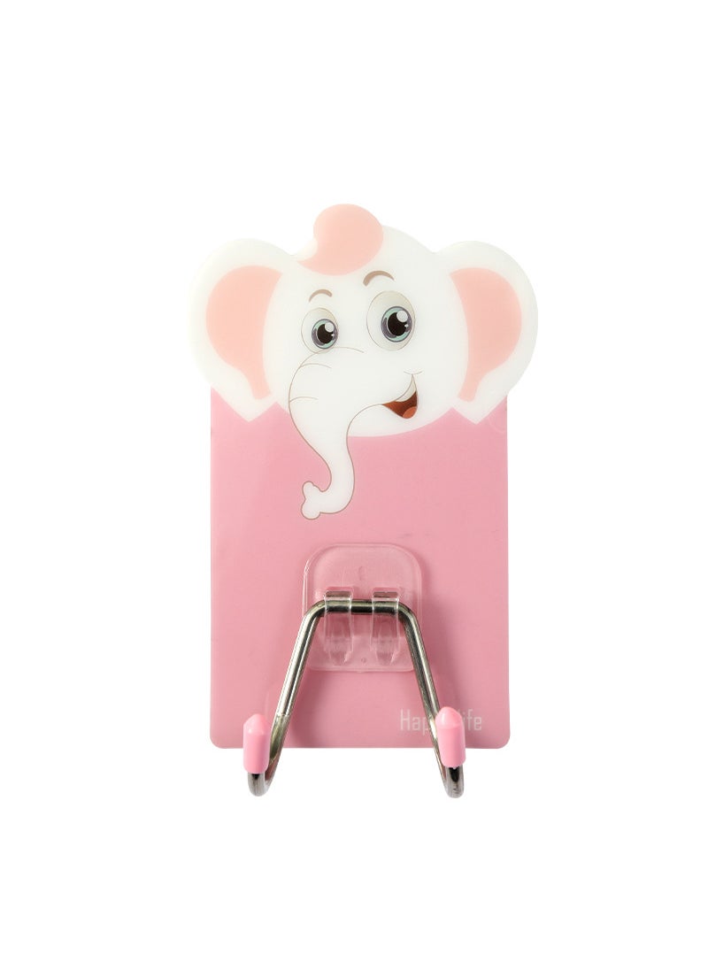 Generic Adhesive Double Hooks for Kitchen  Bathroom Storage Pink Elephant 
