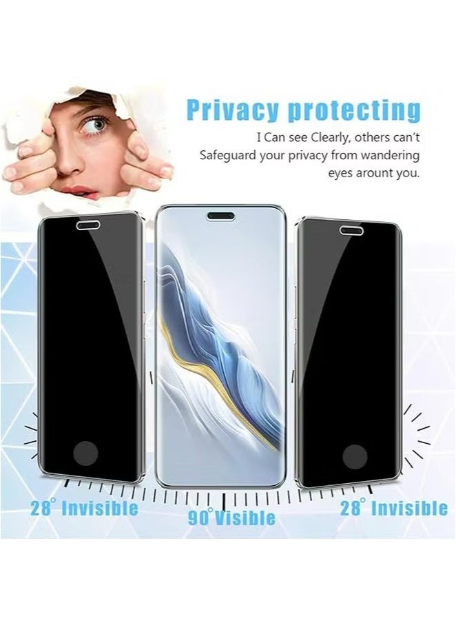 SNBFA 2Pcs Privacy Screen Protector for Honor X9c 5G Tempered Glass,Support Fingerprint Unlocking,9H Hardness Anti-Spy Full Coverage Protector Anti Scratch Screen Protector - Image 2