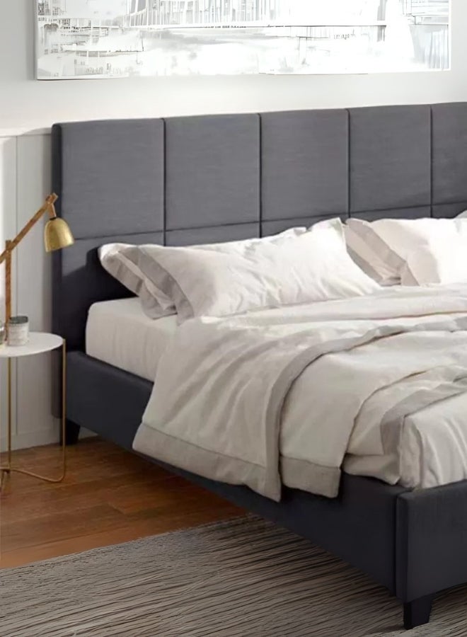 Bed and Mattress Home Deluxe Upholstered Queen Size ( Mattress Size 150 X 200 CM ) Black Color Bed Size 212 W X 158 L CM ( Mattress Sold Separately )  - Image 2
