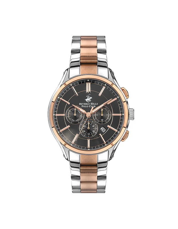 BEVERLY HILLS POLO CLUB Beverly Hills Polo Club BP3304X.460 Men's Multi Function Display Watch & Metal Strap Silver