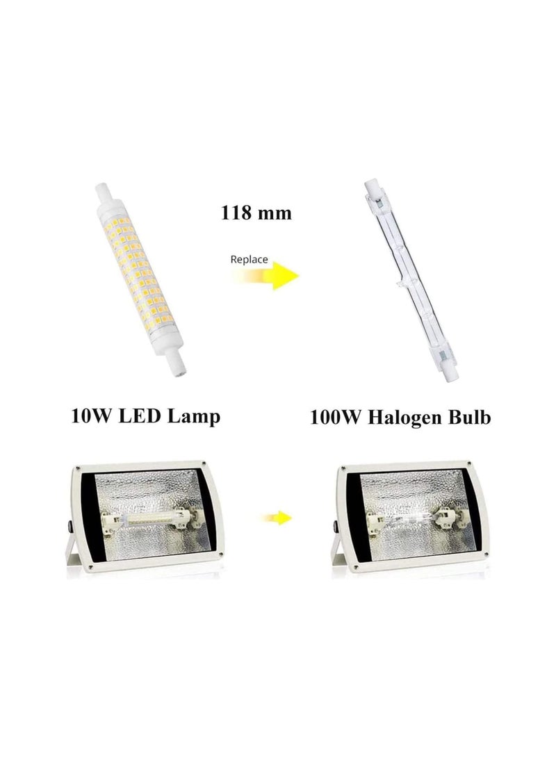 Zikra R7S Dimmable Linear LED Bulb, 118mm Natural White 4000K 1000 Lumen, Double Ended J Type 10W Halogen Replacement Bulb for Floor Lamp, Work Light, Security Light, 2Pcs - Image 3