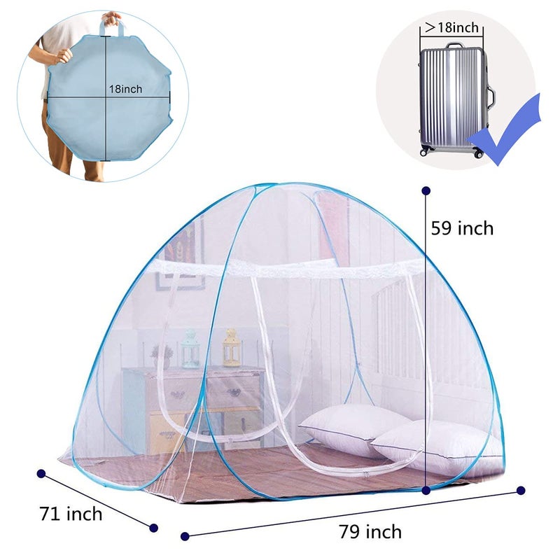 AMMER Pop-Up Mosquito Net Tent for Beds Portable Folding Design with Net Bottom for Baby Adults Trip (79 x71x59 inch) - Image 3