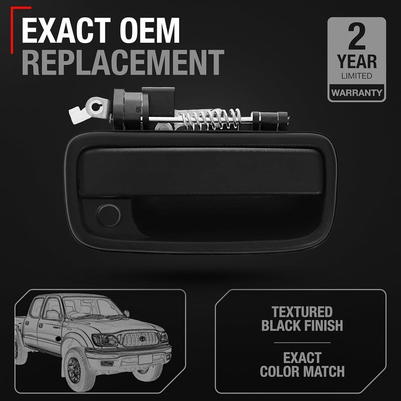 T1A Exterior Front Passenger Door Handle Replacement - Compatible with 1995-2004 Toyota Tacoma - Textured Black with Keyhole - OEM 69210-35020, 91318, 79345, TO1311117 - Image 2