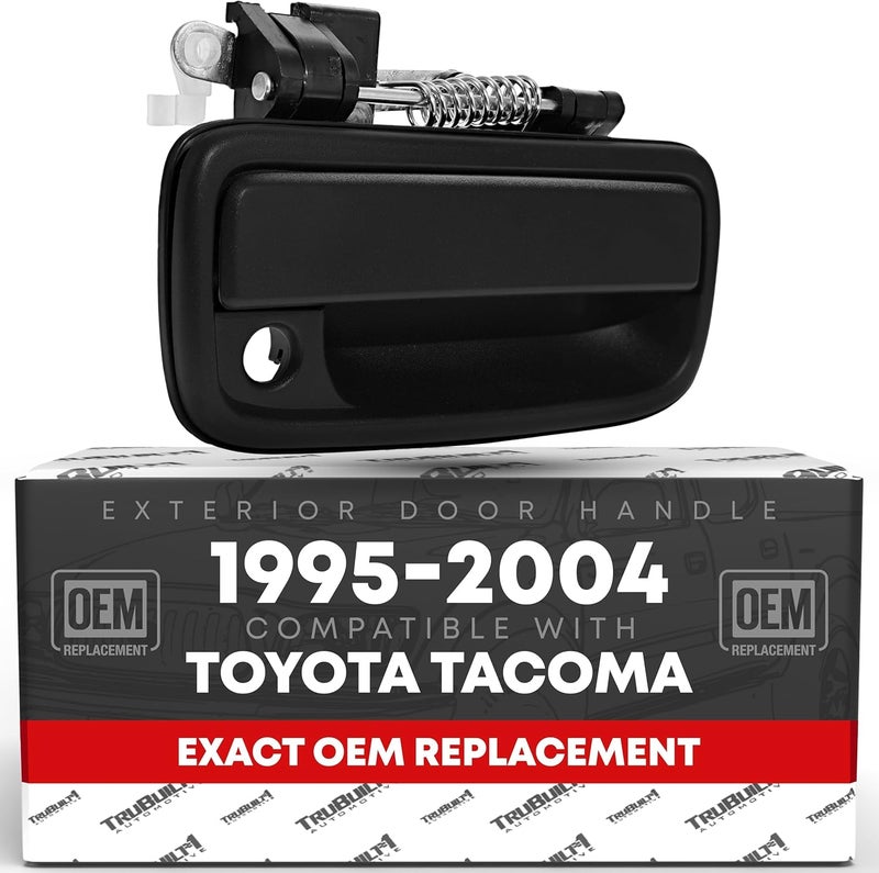 T1A Exterior Front Passenger Door Handle Replacement - Compatible with 1995-2004 Toyota Tacoma - Textured Black with Keyhole - OEM 69210-35020, 91318, 79345, TO1311117 - Image 1