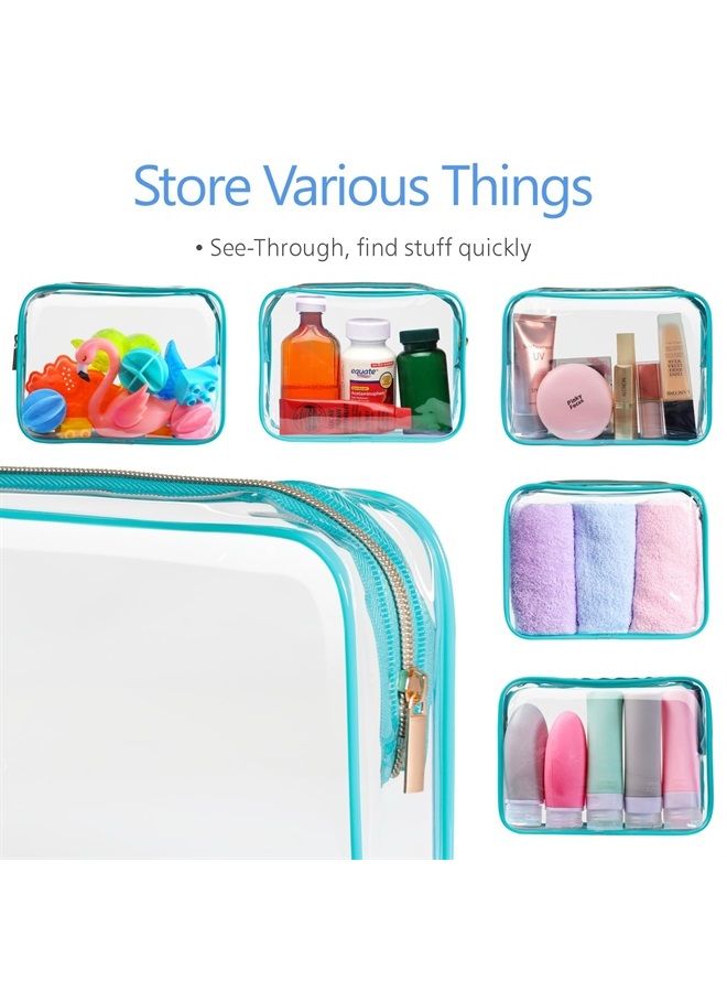 Packism Clear Makeup Bags, 3 Pack TSA Approved Toiletry Bags Clear Toiletry Bags for Traveling, Clear Cosmetic Bags Airport Carry on Clear Compliant Bag, Green - Image 2