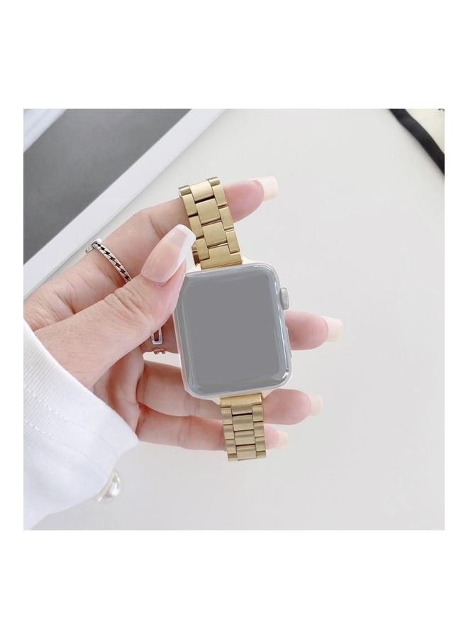 NIBEMINENT Ethnic Replacement Watchband for Apple Watch Series 1/2/3/4/5/6/7/SE 42/44/45mm Gold - Image 1