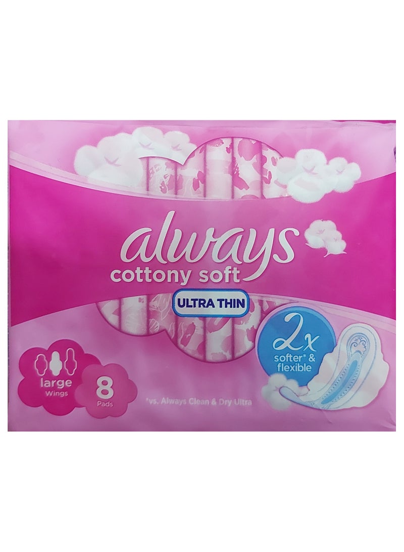 Always Cotton Soft Ultra Thin Large Sanitary Pads With Wings Pack Of 8'S - Image 1