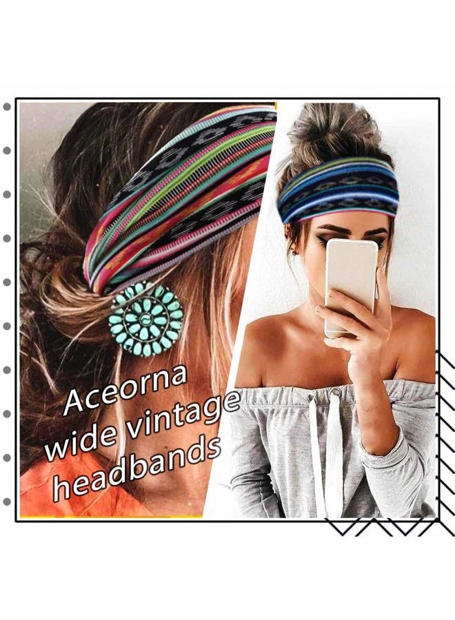 Aceorna أربطة رأس بوهيمية عريضة مع عقدة، رباط شعر مرن، طربوش، أغطية رأس متعرجة، إكسسوارات شعر عصرية للنساء 3 قطع (مجموعة أ) - Image 4