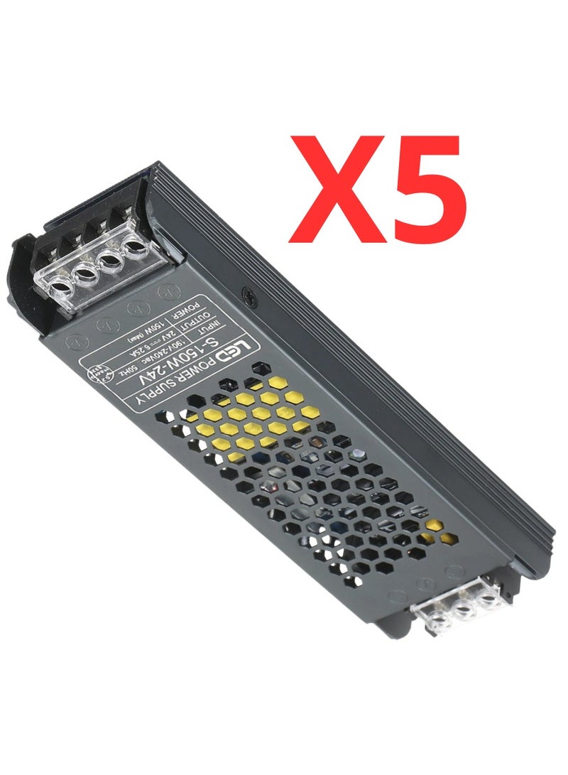 Co Sian 5-piece LED profile power supply set, S-150W-12V LED power adapter, 12V DC power supply, 150W capacity, industrial lighting power supply, aluminum body, 2-year warranty. 75% efficiency. - Image 1