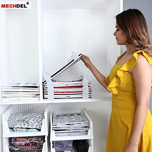 mechdel Polypropylene Cloth Tray Wardrobe Organizer Cabinet Folding Board for Shirts, T-Shirt, Jeans, Storage Rack of 10pcs (Premium (Large, White) , 39 x 30 x 7 Centimeters - Image 3