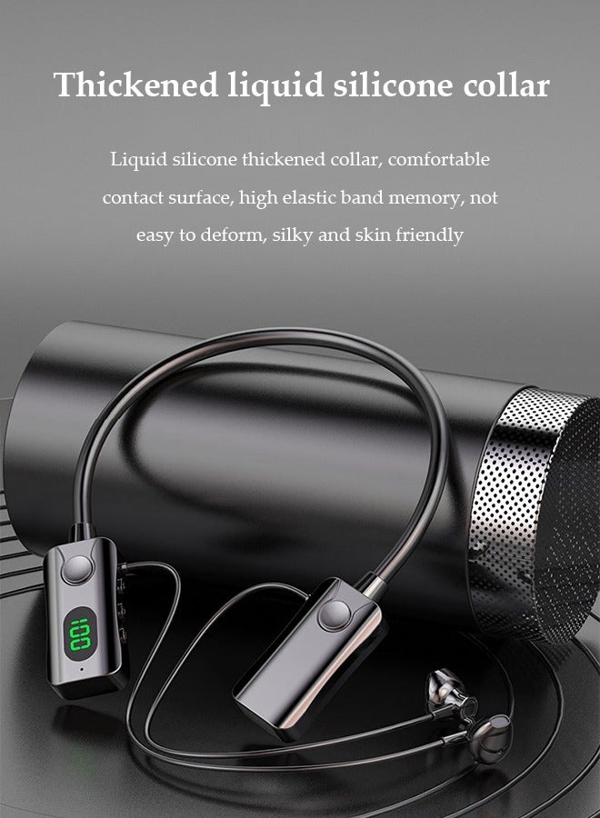 DUNISO Neck Bluetooth earphones, sports semi in ear earphones, two mode noise cancelling earphones, waterproof and sweat proof, battery display, suitable for running, exercising, and cycling，black  - Image 5
