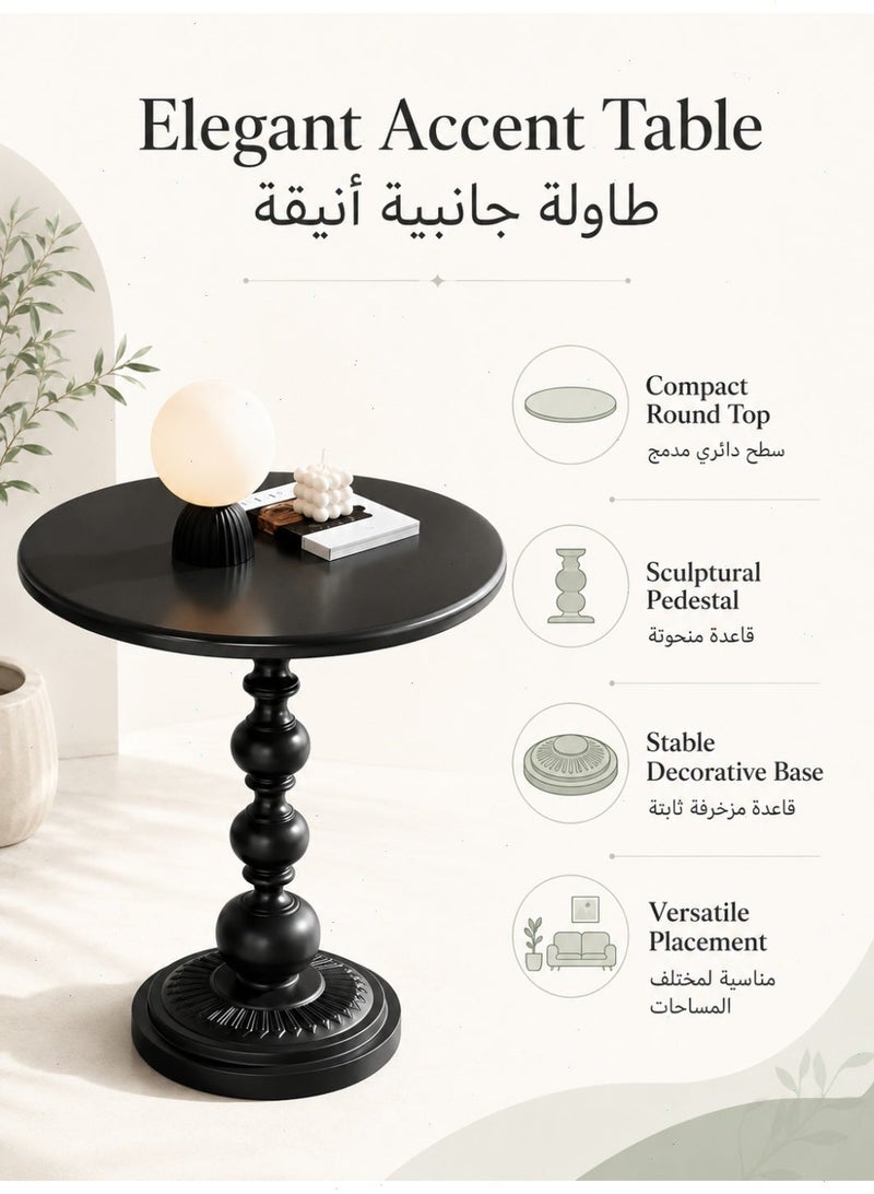 Pomefar Sofa Side Table, Coffee Table, Nordic Corner Small Table, Tea End table for Living Room, Bedroom, Black - Image 4