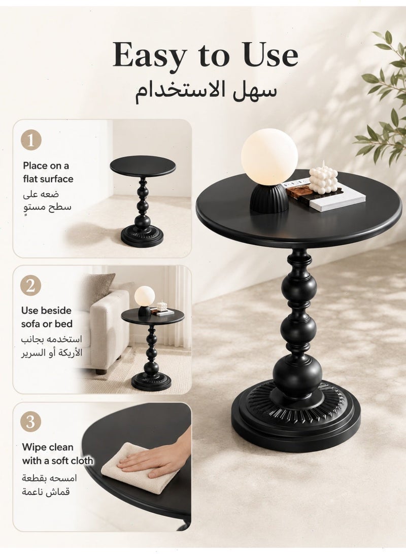 Pomefar Sofa Side Table, Coffee Table, Nordic Corner Small Table, Tea End table for Living Room, Bedroom, Black - Image 3
