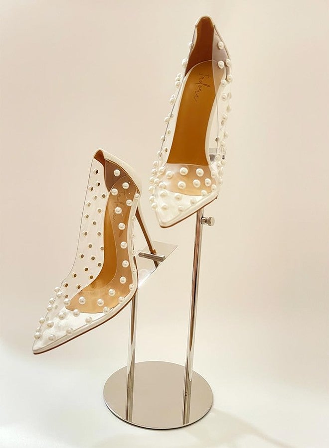 Mollytek Shoe Display Stand for Retail Store Stainless Steel Height Adjustable Countertop Double-Headed High Heel Shoe Display Risers Stand Rack for Vendors Photos - Image 5