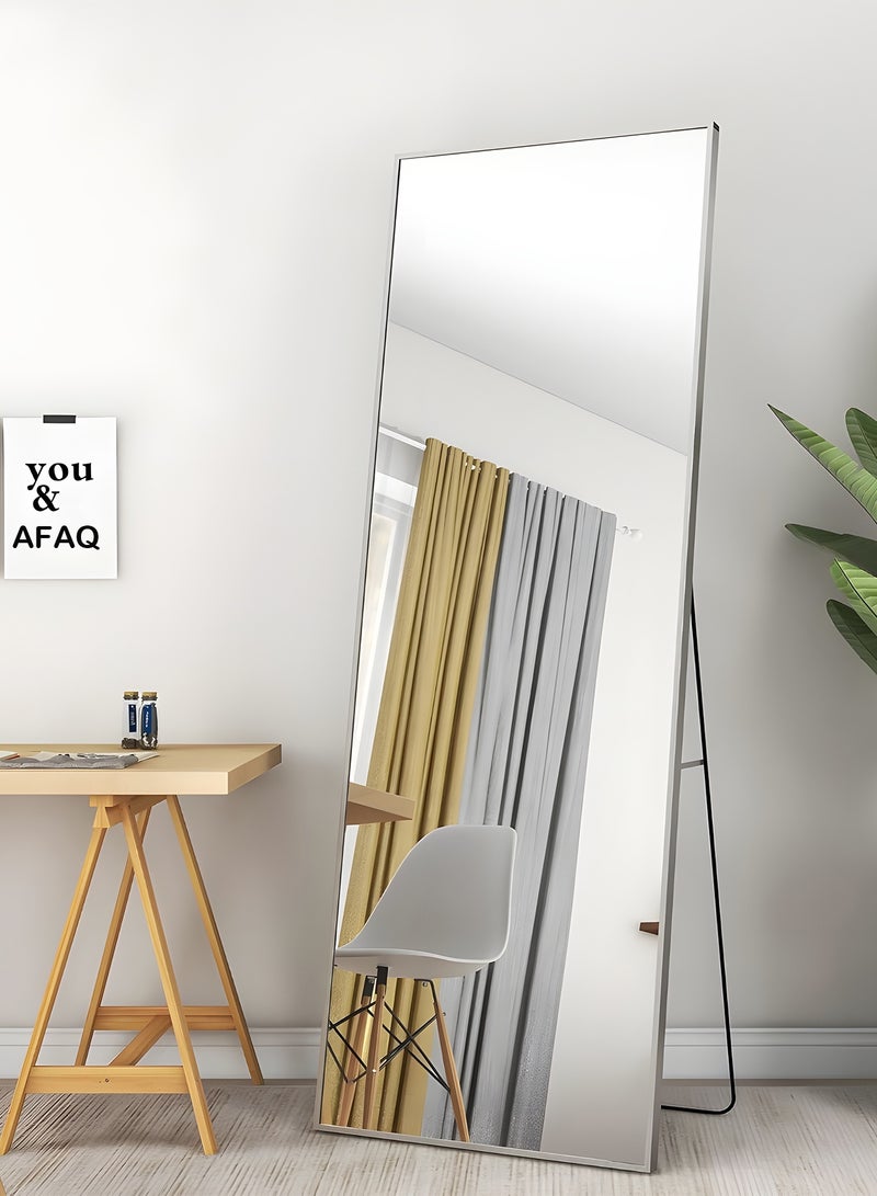 Taimi Large mirror with elegant design 155x45cm- Full length mirror with White metal frame and back stand - Its wonderful design is suitable for living rooms, dressing rooms and bedrooms  - Image 1