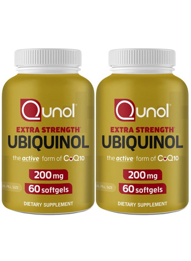 Qunol Ubiquinol CoQ10 200mg Softgels, Ubiquinol 200mg - Active Form of Coenzyme Q10, Antioxidant for Heart Health - 60 Count (Pack of 2)  - Image 1