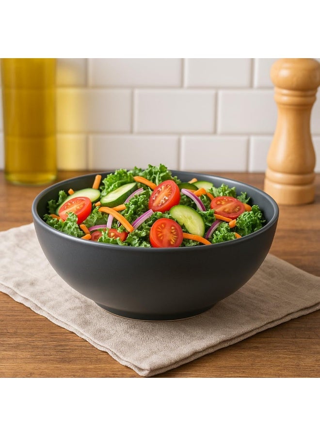 BS B&S Metro Grey Matte Stoneware Noodle Bowl Set of 4 - Image 3