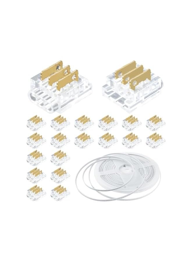 إيروريكس مجموعة شرائط LED ثلاثية الدبابيس 8 مم للاستخدام مرة واحدة - 20 قطعة موصلات ثلاثية الدبابيس 8 مم وسلك تمديد 32.8 قدم لشرائط LED WS2811 WS2812B غير المقاومة للماء، سهلة التركيب ومتينة - Image 1