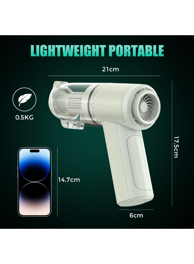 راحة ذكية مكنسة كهربائية لاسلكية لاسلكية ذكية راحلة 100 واط للسيارة، 15000 باسكال شفط قوي، بطارية 2000 مللي أمبير*3، 4 ملحقات لغبار شعر الحيوانات الأليفة في المنزل، أخضر - Image 4
