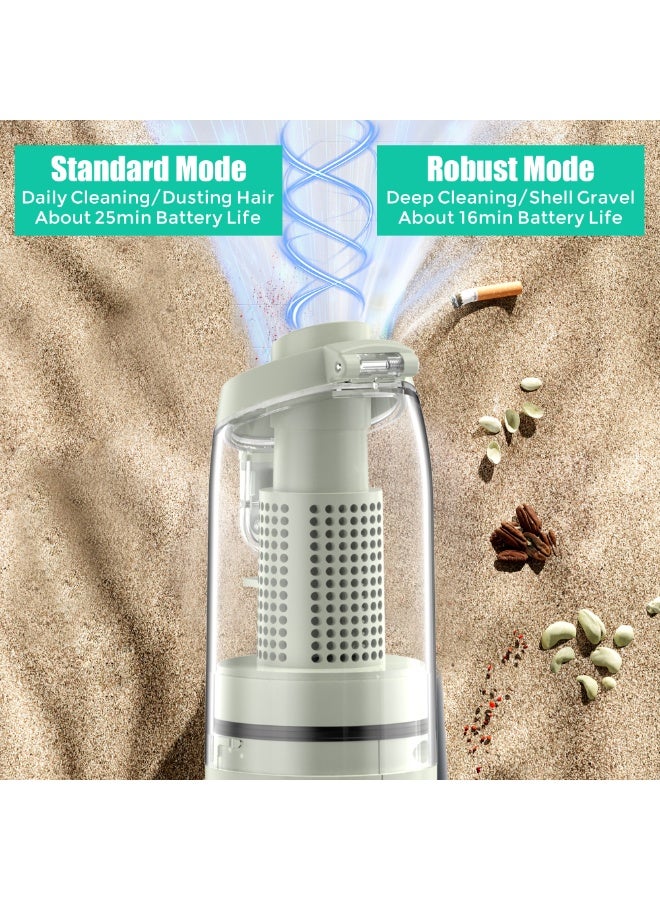 راحة ذكية مكنسة كهربائية لاسلكية لاسلكية ذكية راحلة 100 واط للسيارة، 15000 باسكال شفط قوي، بطارية 2000 مللي أمبير*3، 4 ملحقات لغبار شعر الحيوانات الأليفة في المنزل، أخضر - Image 5