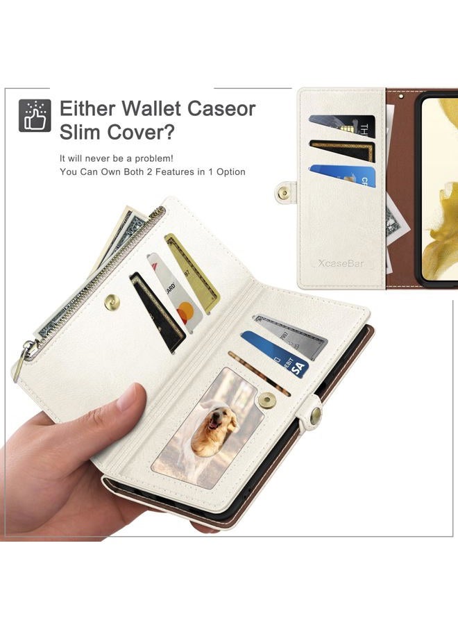 XcaseBar حافظة محفظة متوافقة مع آيفون 17 برو ماكس 6.9" مع حزام سحاب لحامل بطاقات الائتمان【حماية من RFID】، حافظة هاتف جلدية فليب فوليو مضادة للصدمات للنساء والرجال لحافظة آبل 17 برو ماكس باللون الأبيض - Image 3