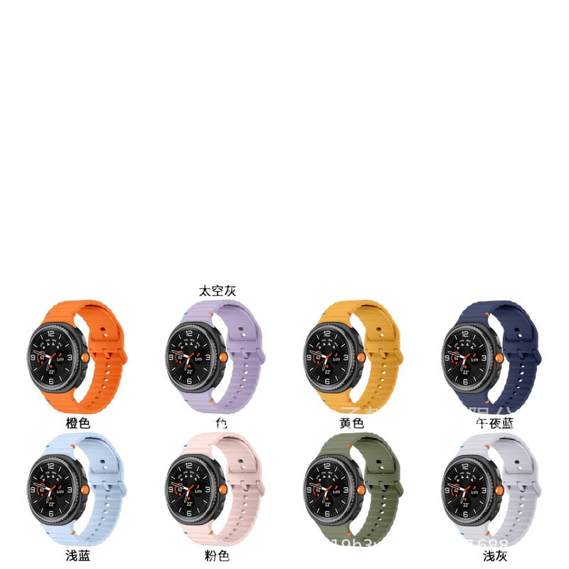 سوار ساعة ذكية باللون أبيض قابل للتعديل رياضي من السيليكون متوافق مع Samsung Galaxy Watch 8 Classic بملاءمة قابلة للتعديل وحزام ناعم للاستبدال اليومي - Image 2