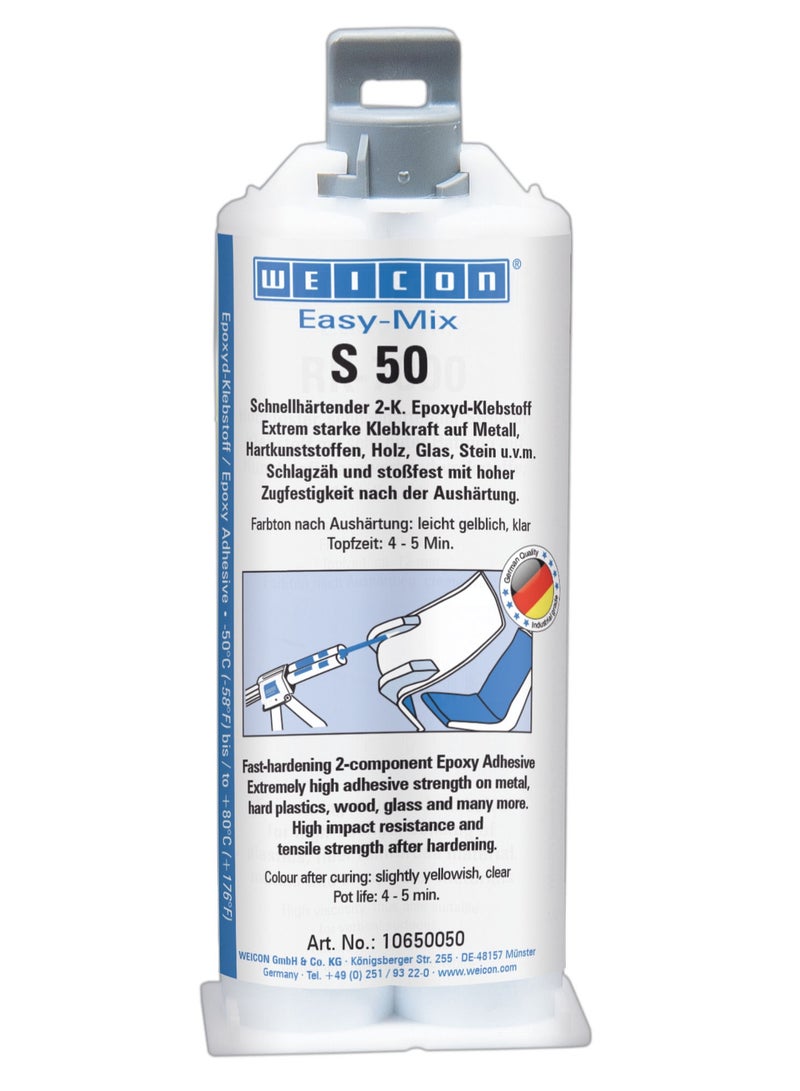 WEICON Easy-Mix S 50 | 50 ml | Epoxy Adhesive | 2-component adhesive transparent - Image 1