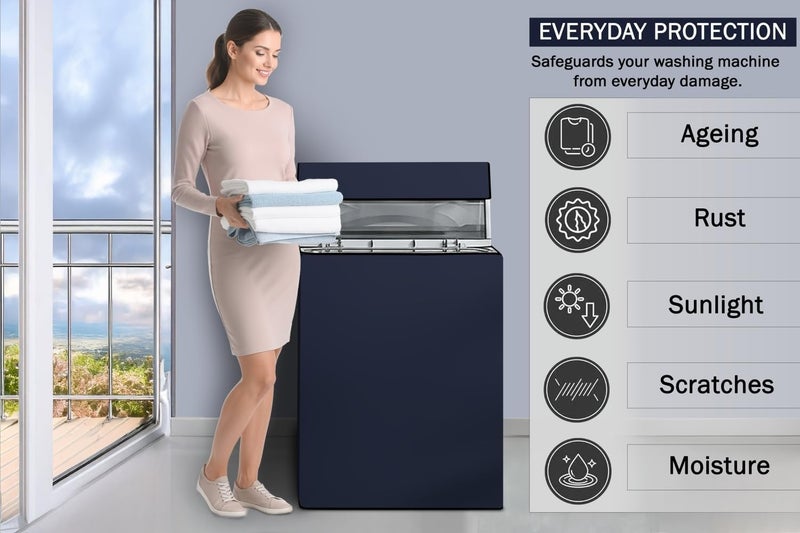Wings Star Waterproof Top Load Fully Automatic Washing Machine Cover for 8 Kg, 8.5 Kg, 9 Kg, 9.5 Kg (Blue) - 63 x 63 x 93 cms - Image 4