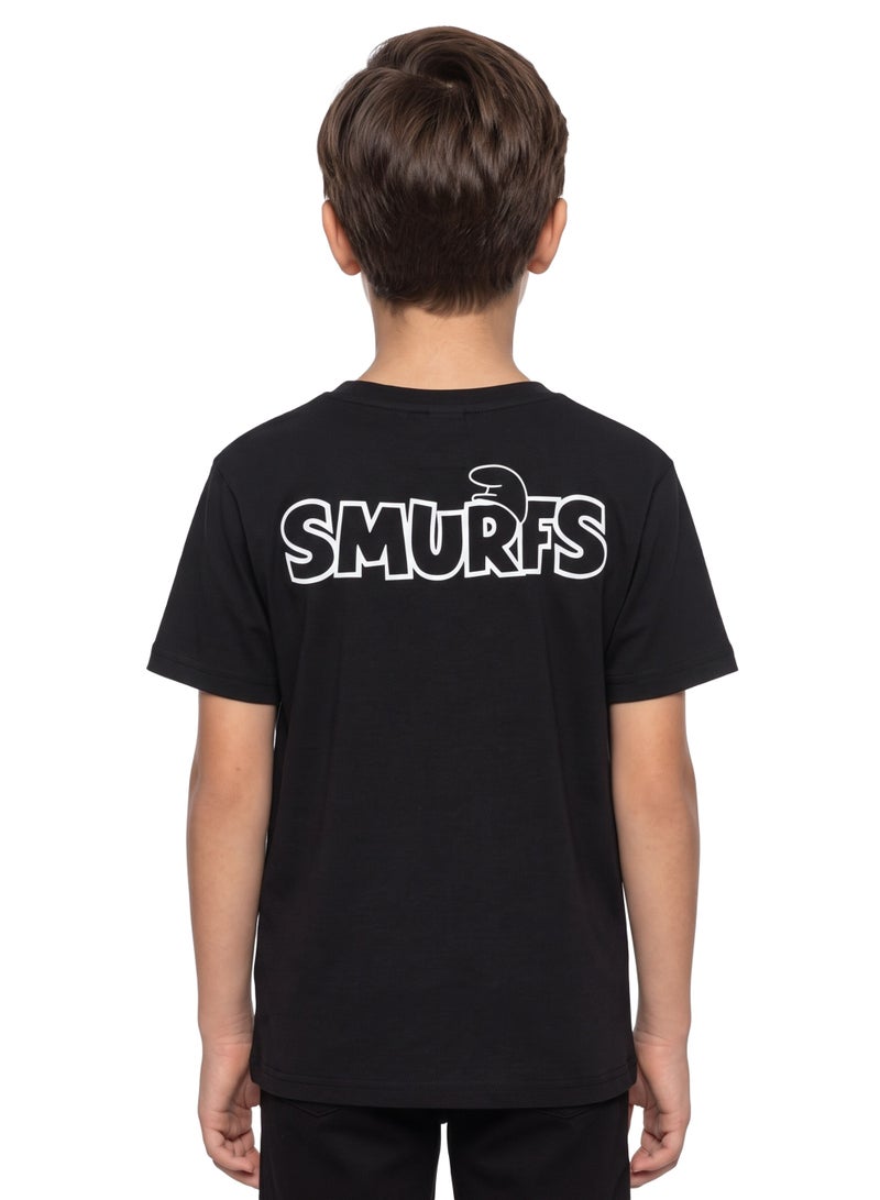The Smurfs “Team Up” Boys Regular T-Shirt | Character Graphic Print Casual Crew Neck Cotton Tee - Image 2