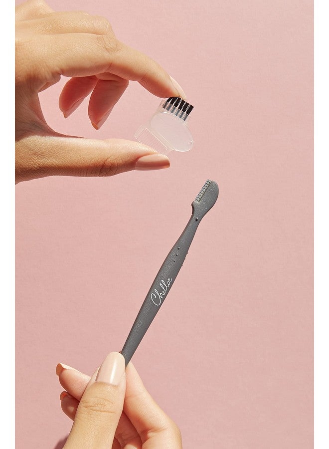 Chella Eyebrow Razor Brow Razor With Eyebrow Brush And Comb Pack Of 2 - Image 2
