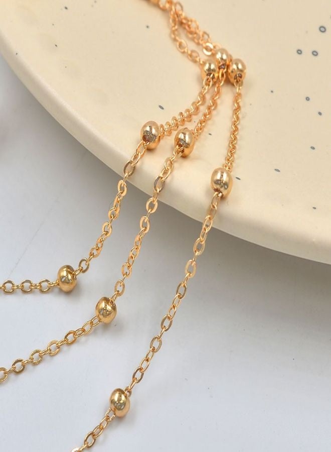 سلسلة قدم بوهو مرصعة بالخرز، سلسلة كاحل متعددة الطبقات، صنادل حافية القدمين، سلسلة صيفية للشاطئ للنساء (ذهبي) - Image 3