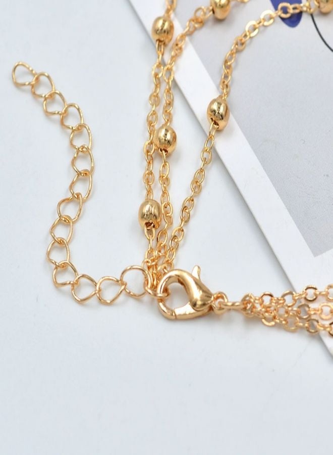 سلسلة قدم بوهو مرصعة بالخرز، سلسلة كاحل متعددة الطبقات، صنادل حافية القدمين، سلسلة صيفية للشاطئ للنساء (ذهبي) - Image 2