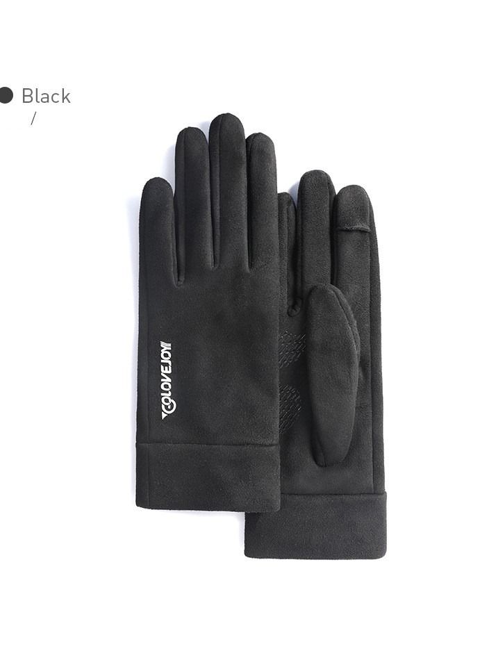 Golovejoy New Suede Outdoor Wind proof Anti slip Flip Finger Gloves For Riding 
