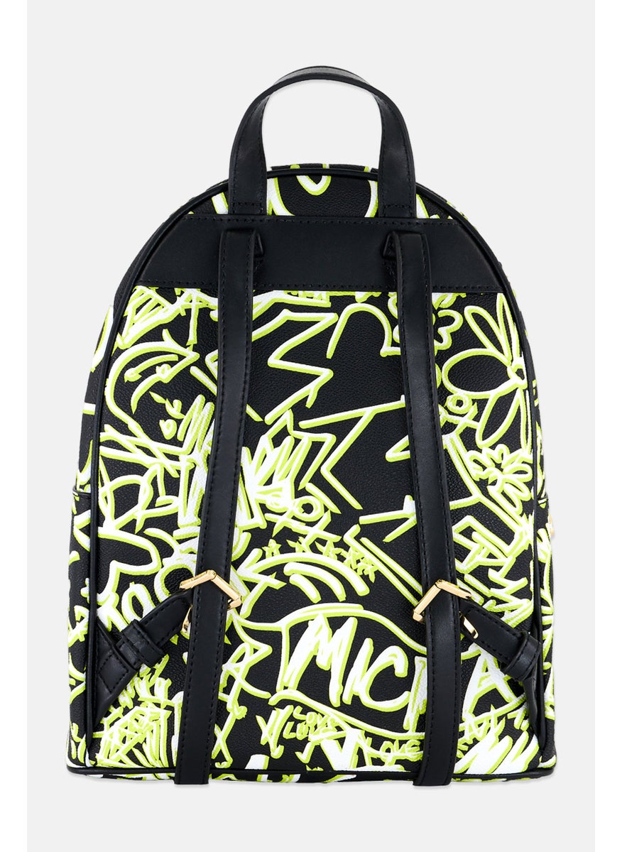 Michael Kors Women Allover Print Backpack 30 H x 25 L x 14 w cm, Black  - Image 2
