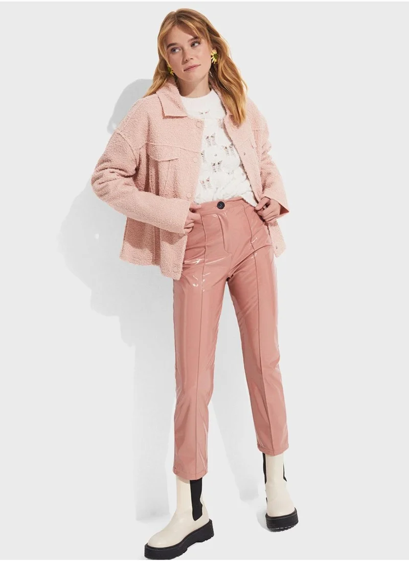 JUNE Button Detail Textured Jacket