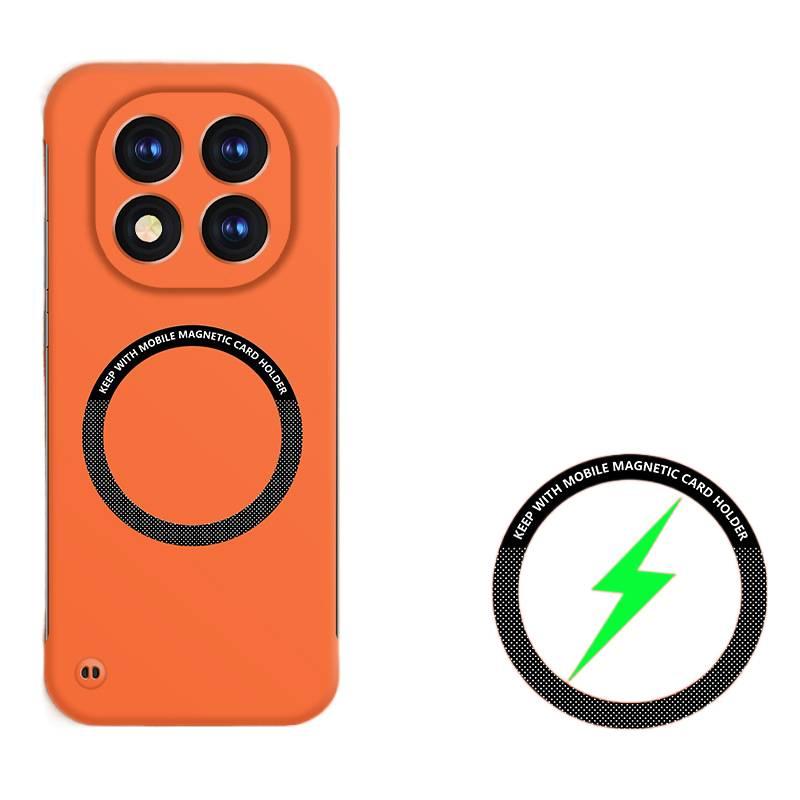 LS غطاء MagSafe بPC لـ Redmi Note 13 Pro مع مقاوم للصدمات وحماية من السقوط مع مقاوم للصدمات مع مغناطيس قوي مع تصميم بدون إطار باللون برتقالي مغناطيسي باللون الأحمر - Image 1