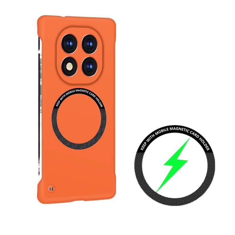 LS غطاء MagSafe بPC لـ Redmi Note 13 Pro مع مقاوم للصدمات وحماية من السقوط مع مقاوم للصدمات مع مغناطيس قوي مع تصميم بدون إطار باللون برتقالي مغناطيسي باللون الأحمر - Image 3