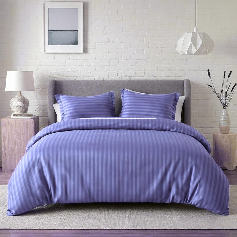OSBED® Stripe 3 Piece Duvet Cover Set - Lavender, California King - Image 1
