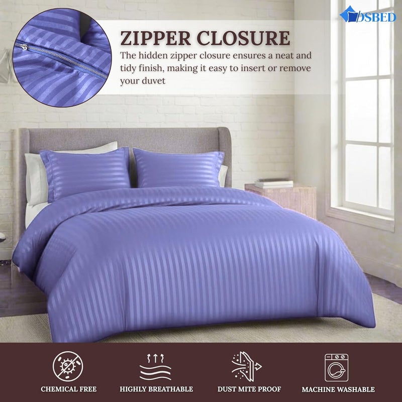 OSBED® Stripe 3 Piece Duvet Cover Set - Lavender, California King - Image 4